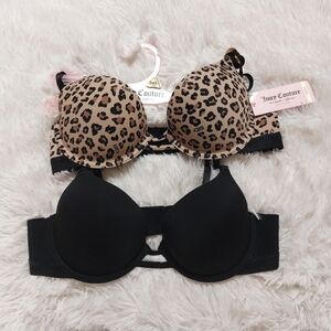 Juicy Couture 34B nwt leopard print and black bras set of 2